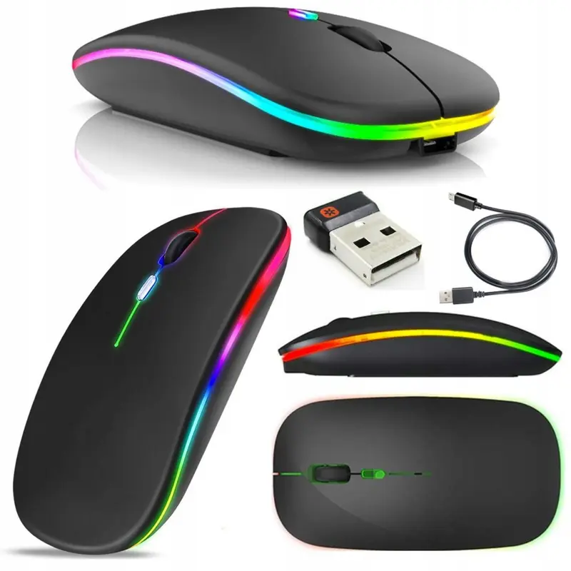 Wireless Mouse,Led Wireless Bluetooth Mouse for Laptop (Bluetooth 5.1 + USB)，2.4G Portable Rechargeable Wireless Ergonomic Computer Mouse，Wireless Mouse for Laptop，MacBook, PC, Android ,Window